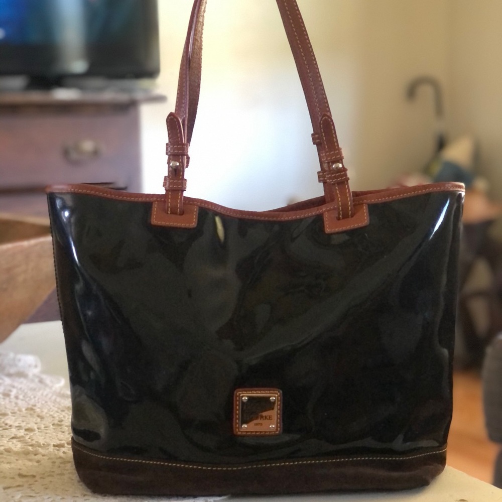 Authentic Dooney Bourke Patent Leather suede tote